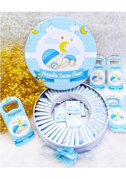 Uyuyan Bebek Baskılı Açacak ve Çikolata Set Bebek Şekeri