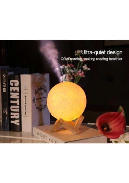 Ay Hava Nemlendirici Gece Lambası|Dokunmatik Ahşap Stantlı 3 Renkli 880 Ml Kapasiteli Buhar Makinası fırsatları