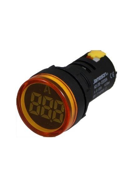 0-100A 22MM LED Ampermetre (Akım Trafolu) Sarı Renk
