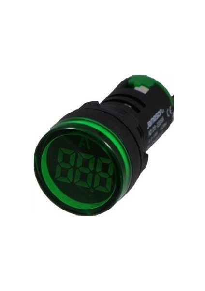 0-100A 22MM LED Ampermetre (Akım Trafolu) Yeşil Renk