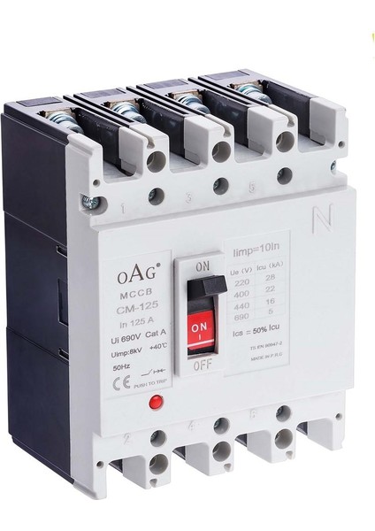 Oag 250A (Tse) 25KA 4 Kutuplu Kompakt Şalter Sabit Tip