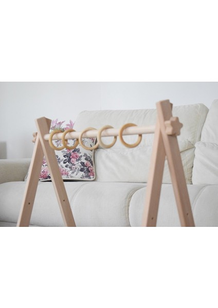 Bebek Aktivite Merkezi, Baby Play Gym, Doğal Kayın Ağacından, Ücretsiz 5 Adet Halka
