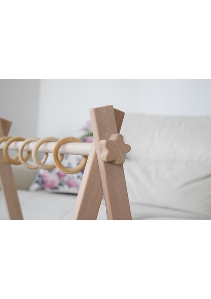 Bebek Aktivite Merkezi, Baby Play Gym, Doğal Kayın Ağacından, Ücretsiz 5 Adet Halka
