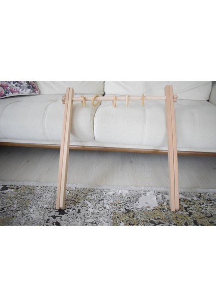 Bebek Aktivite Merkezi, Baby Play Gym, Doğal Kayın Ağacından, Ücretsiz 5 Adet Halka
