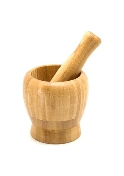 Ahşap Havan Cilalı Orta Boy Tombul 12 cm