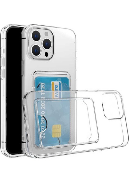 iPhone 14 Pro Kılıf Kartlıklı Şeffaf Setra Clear Silikon Kapak