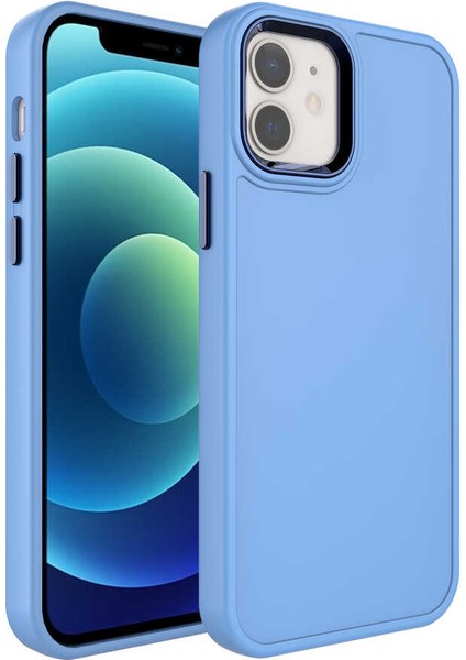 - Apple iPhone 11 - Kılıf Metal Çerçeve ve Buton Tasarımlı Sert Botox Kapak - Mavi