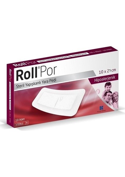 Por 10x25 cm Steril Yapışkanlı Yara Pedi -10 Adet
