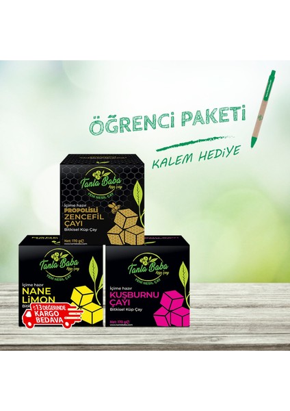 Öğrenci Paketi Bitki Çayı (Nane Limon, Kuşburnu, Propolisli Zencefil) 3X170 gr