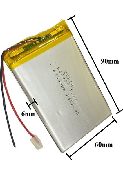 606090 3.7V 4500 Mah Lityum Polimer Pil 1.5A (Drone Için Uygun Değildir)