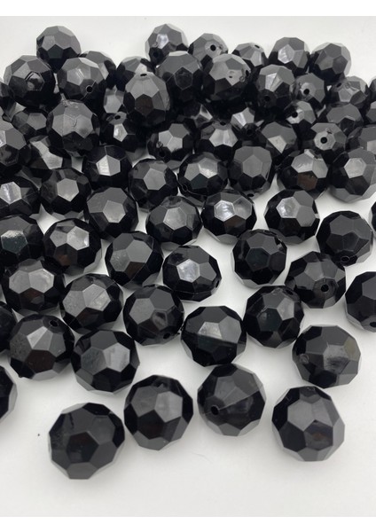 100GR 22MM Siyah Renk Petek Model Akrilik Boncuk,takı, Çanta Yapım Boncuğu (100GR,~16 Adet)