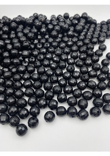 14MM Siyah Renk Dünya Model Akrilik Boncuk,takı ,çanta Yapım Boncuğu (100GR,70 Adet)