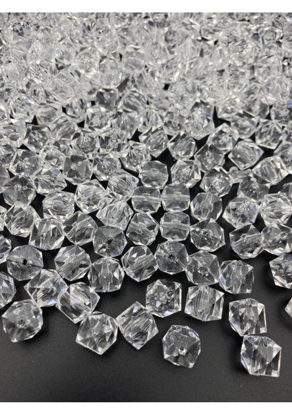 100GR 14MM Şeffaf Renk Küp, Kübik Model Akrilik Boncuk,takı ,çanta Boncuğu (100GR,~110 Adet) fiyatları