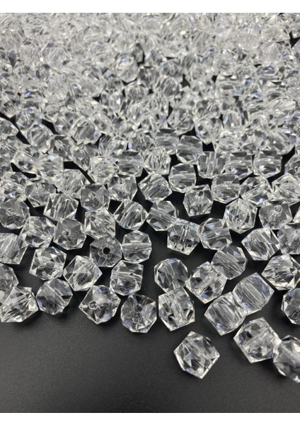 100GR 12MM Şeffaf Renk Küp, Kübik Model Akrilik Boncuk,takı ,çanta Boncuğu (100GR,~110 Adet)