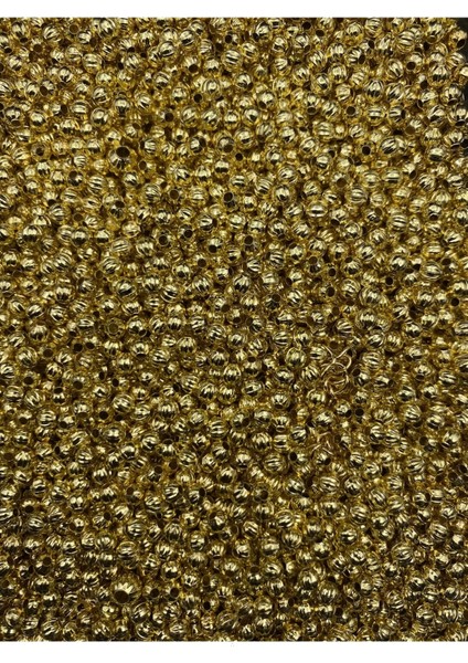 4mm Gold / Altın Sarısı Renk Çizgili Metal Demir Top Boncuk,takı Yapım Boncuğu (25GR ~400 Adet) fiyatları