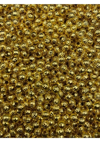 Çizgili 6mm Gold / Altın Sarısı Renk Metal Demir Top Boncuk,takı Yapım Boncuğu (25GR ~70 Adet) fiyatları