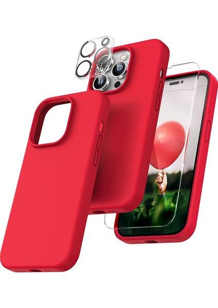 Iphone 14 Pro Max Lansman Silikon Içi Kadife Telefon Kılıfı Ekran Koruyucu Kamera Koruyucu 3lü Set