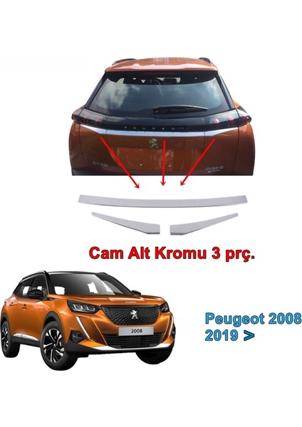 Peugeot 2008 Arka Cam Alt Çıtası 2019 Sonrası 3 Parça P Çelik