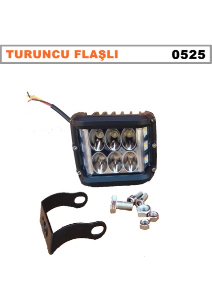 LED Bar Off Road Delici 6 LED Beyaz Işık - Turuncu Flaşlı - Siyah Çerçeve 1 Adet - Dönmezotoaksesuar