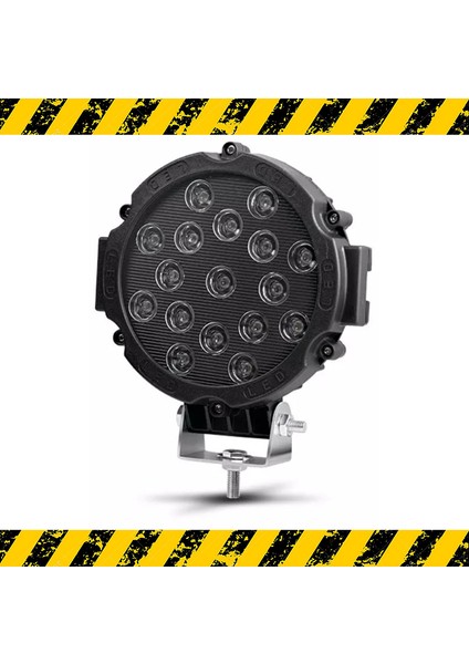 Off Road Projektör Metal Kapak Beyaz Işık 17 LED Yuvarlak 18 cm Siyah Çerçeve 1 Adet