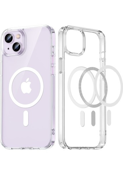 Apple Iphone 14 Plus Uyumlu Kılıf Orijinal Magsafe Clear Crystal Şeffaf Benks Magnetic Sararma Yapmaz Lisanslı Ürün Antishock Dropshock Zırh Military Frosted Anti-Fall Full Body