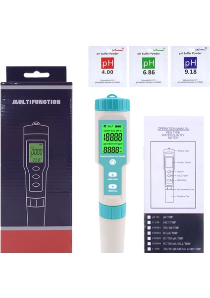 7in1 Ph/tds/ec/orp/deniz Suyu Ağırlık/tuzluluk/sıcaklık C-600 Ph Ölçer Su Kalitesi Monitörü