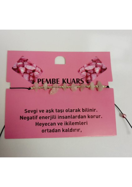 Pembe Kuars Doğal Taş Bileklik