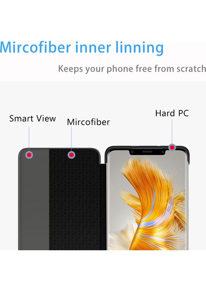 Huawei Mate 50 Pro İçin Pu Deri Koruyucu Telefon Kılıfı - Siyah (Yurt Dışından)