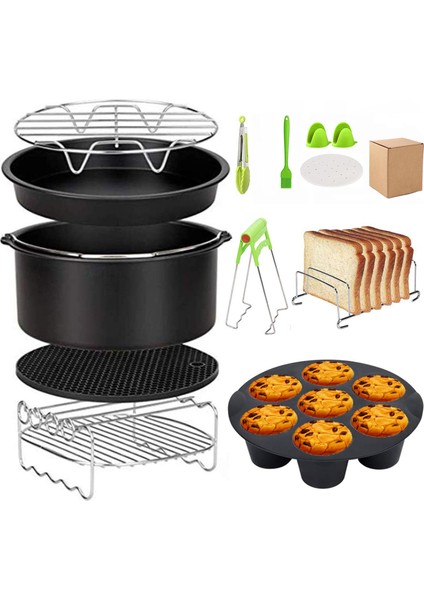 Hava Fritöz Aksesuarları 7 Inç Set Izgara Sepeti Izgara 7 IN12 Adet Kiti 3.5qt-7.2qt (Yurt Dışından)