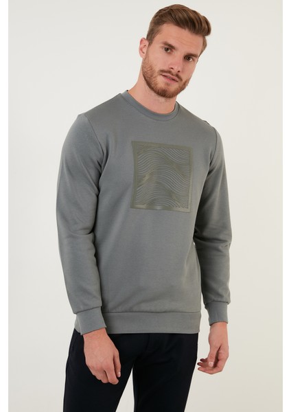 Baskılı Regular Fit Bisiklet Yaka Pamuklu Sweat Erkek Sweat 5905304