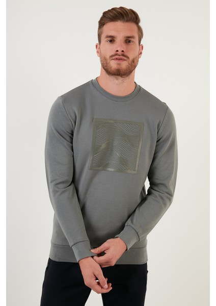 Baskılı Regular Fit Bisiklet Yaka Pamuklu Sweat Erkek Sweat 5905304