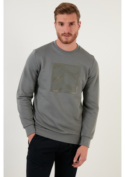 Baskılı Regular Fit Bisiklet Yaka Pamuklu Sweat Erkek Sweat 5905304