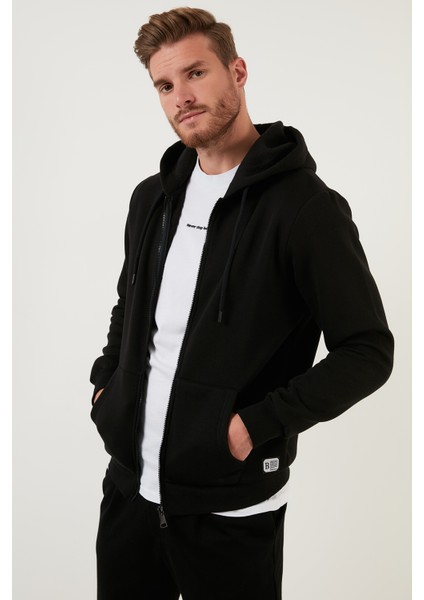 Regular Fit Kapüşonlu Fermuarlı İçi Tüylü Yumuşak Şardonlu Kışlık Sweat Erkek SWEAT 5905340
