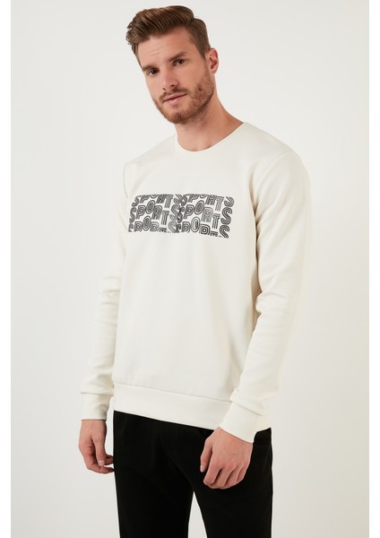 Baskılı Regular Fit Bisiklet Yaka Pamuklu Sweat Erkek Sweat 5905327 fırsatları