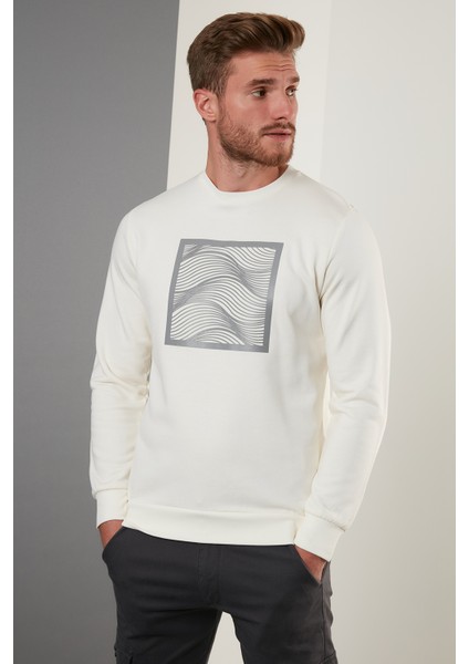 Baskılı Regular Fit Bisiklet Yaka Pamuklu Sweat Erkek Sweat 5905304