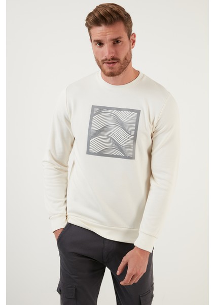Baskılı Regular Fit Bisiklet Yaka Pamuklu Sweat Erkek Sweat 5905304 fırsatları