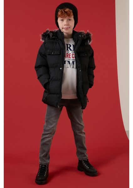 Içi Peluş Astarlı Çıkarılabilir Kapüşonlu Şişme Mont Erkek Çocuk Mont 5760023 fiyatları