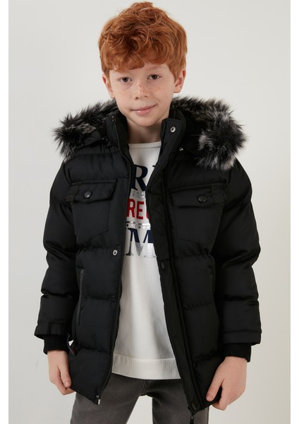 Içi Peluş Astarlı Çıkarılabilir Kapüşonlu Şişme Mont Erkek Çocuk Mont 5760023 modelleri
