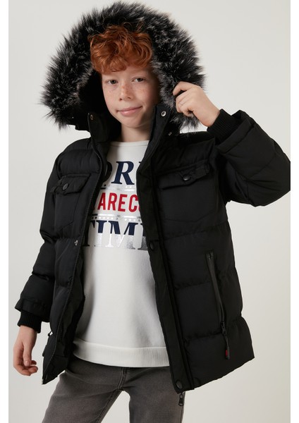 Içi Peluş Astarlı Çıkarılabilir Kapüşonlu Şişme Mont Erkek Çocuk Mont 5760023 fırsatları