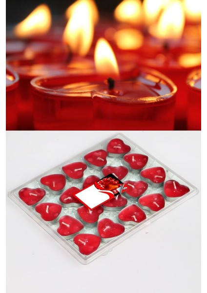 Kırmzı Tea Light Kalp Mum ( 20 Adet)