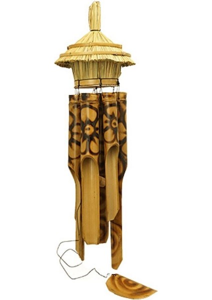 Hasır Kuş Yuvalı Bambu Rüzgar Çanı 45 cm