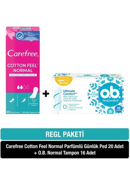 Normal Tampon 16 Adet + Carefree Cotton Feel Normal Parfümlü Günlük Ped 20 Adet
