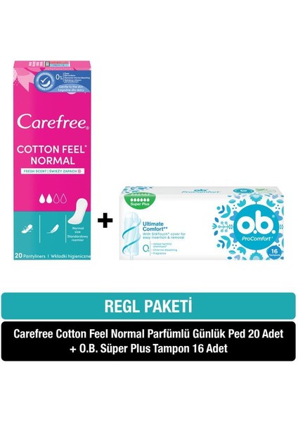 Süper Plus Tampon 16 Adet + Carefree Cotton Feel Normal Parfümlü Günlük Ped 20 Adet
