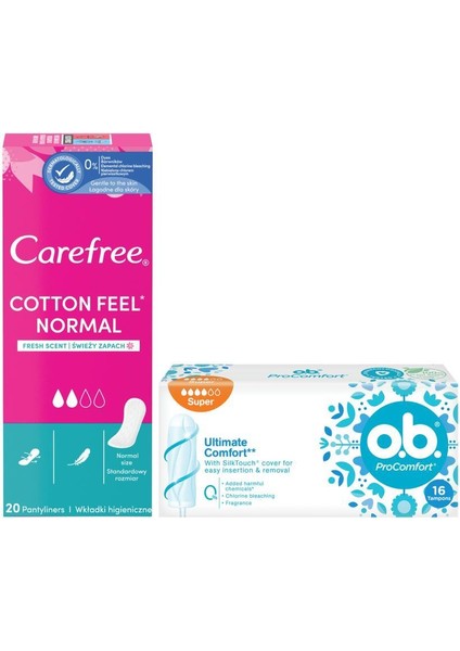 Süper Tampon 16 Adet + Carefree Cotton Feel Normal Parfümlü Günlük Ped 20 Adet fiyatları