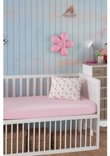 Lastikli Penye Pamuklu Çarşaf/pembe