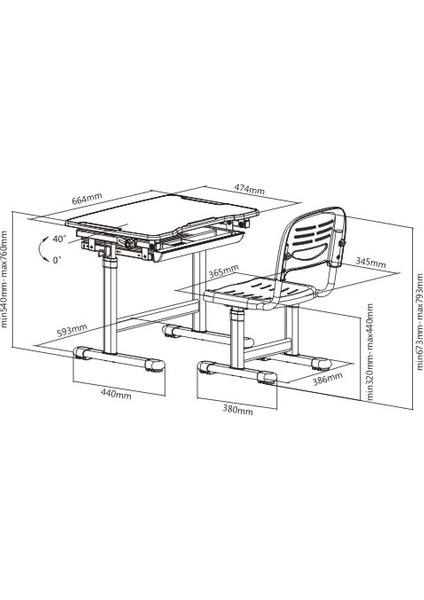 Ayarlanabilir Ergonomik Çocuk Aktivite Masası (3-10 Yaş-Mavi)