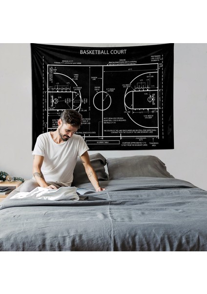Basketball Court Chalkboard Duvar Örtüsü Basketbol Oda Dekorasyonu Çocuk Odası Duvar Dekorasyonu