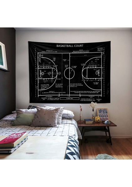 Basketball Court Chalkboard Duvar Örtüsü Basketbol Oda Dekorasyonu Çocuk Odası Duvar Dekorasyonu