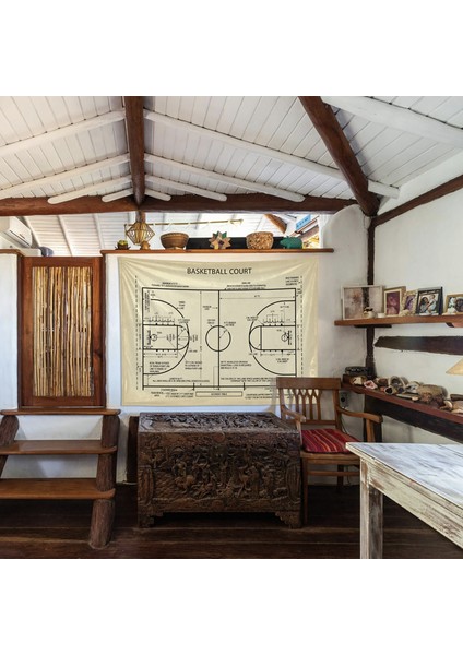 Basketball Court Vintage Duvar Örtüsü Basketbol Eskitme Efektli Oda Dekorasyonu Çocuk Odası Duvar Dekorasyonu fiyatları