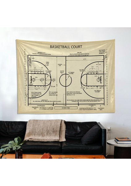 Basketball Court Vintage Duvar Örtüsü Basketbol Eskitme Efektli Oda Dekorasyonu Çocuk Odası Duvar Dekorasyonu modelleri